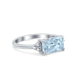 Sideways Fashion Ring Dainty Simulated Cubic Zirconia 925 Sterling Silver