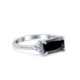 Sideways Fashion Ring Dainty Simulated Cubic Zirconia 925 Sterling Silver