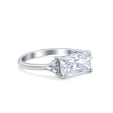 Sideways Fashion Ring Dainty Simulated Cubic Zirconia 925 Sterling Silver