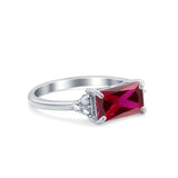 Sideways Fashion Ring Dainty Simulated Cubic Zirconia 925 Sterling Silver