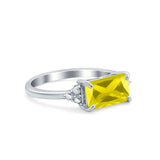 Sideways Fashion Ring Dainty Simulated Cubic Zirconia 925 Sterling Silver