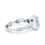 Halo Infinity Shank Engagement Ring Simulated Cubic Zirconia 925 Sterling Silver