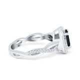 Halo Infinity Shank Engagement Ring Simulated Cubic Zirconia 925 Sterling Silver