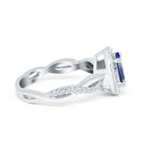 Halo Infinity Shank Engagement Ring Simulated Cubic Zirconia 925 Sterling Silver