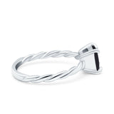 Solitaire Accent Twisted Fashion Ring Princess Cut Simulated Cubic Zirconia 925 Sterling Silver
