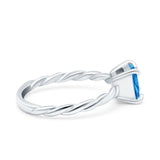 Solitaire Accent Twisted Fashion Ring Princess Cut Simulated Cubic Zirconia 925 Sterling Silver