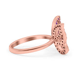 Butterfly Ring Wedding Band Simulated Cubic Zirconia 925 Sterling Silver (15mm)