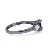 Art Deco Oval Wedding Bridal Ring Pear Simulated Cubic Zirconia 925 Sterling Silver