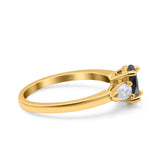 Art Deco Oval Wedding Bridal Ring Pear Simulated Cubic Zirconia 925 Sterling Silver