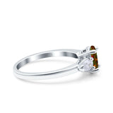 Art Deco Oval Wedding Bridal Ring Pear Simulated Cubic Zirconia 925 Sterling Silver