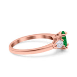 Art Deco Oval Wedding Bridal Ring Pear Simulated Cubic Zirconia 925 Sterling Silver