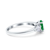 Art Deco Oval Wedding Bridal Ring Pear Simulated Cubic Zirconia 925 Sterling Silver