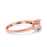 Art Deco Oval Wedding Bridal Ring Pear Simulated Cubic Zirconia 925 Sterling Silver