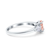 Art Deco Oval Wedding Bridal Ring Pear Simulated Cubic Zirconia 925 Sterling Silver