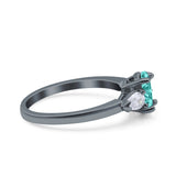 Art Deco Oval Wedding Bridal Ring Pear Simulated Cubic Zirconia 925 Sterling Silver