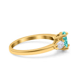 Art Deco Oval Wedding Bridal Ring Pear Simulated Cubic Zirconia 925 Sterling Silver