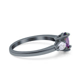 Art Deco Oval Wedding Bridal Ring Pear Simulated Cubic Zirconia 925 Sterling Silver