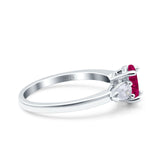 Art Deco Oval Wedding Bridal Ring Pear Simulated Cubic Zirconia 925 Sterling Silver