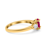 Art Deco Oval Wedding Bridal Ring Pear Simulated Cubic Zirconia 925 Sterling Silver