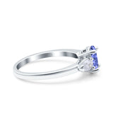 Art Deco Oval Wedding Bridal Ring Pear Simulated Cubic Zirconia 925 Sterling Silver