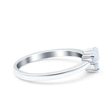 3 Ston Fashion Ring Lab Created White Opal Round 925 Sterling Silver