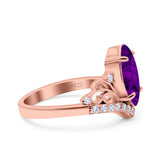 Marquise Art Deco Wedding Engagement Bridal Ring Round Simulated Cubic Zirconia 925 Sterling Silver