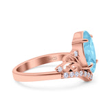 Marquise Art Deco Wedding Engagement Bridal Ring Round Simulated Cubic Zirconia 925 Sterling Silver