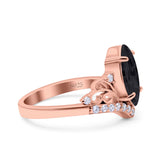 Marquise Art Deco Wedding Engagement Bridal Ring Round Simulated Cubic Zirconia 925 Sterling Silver