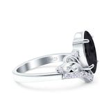 Marquise Art Deco Wedding Engagement Bridal Ring Round Simulated Cubic Zirconia 925 Sterling Silver