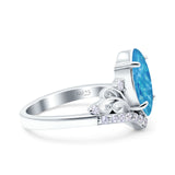 Marquise Art Deco Wedding Engagement Bridal Ring Round Simulated Cubic Zirconia 925 Sterling Silver