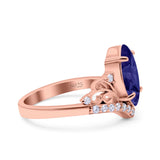 Marquise Art Deco Wedding Engagement Bridal Ring Round Simulated Cubic Zirconia 925 Sterling Silver