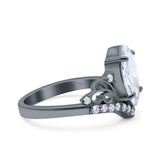 Marquise Art Deco Wedding Engagement Bridal Ring Round Simulated Cubic Zirconia 925 Sterling Silver