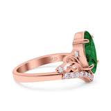 Marquise Art Deco Wedding Engagement Bridal Ring Round Simulated Cubic Zirconia 925 Sterling Silver