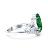 Marquise Art Deco Wedding Engagement Bridal Ring Round Simulated Cubic Zirconia 925 Sterling Silver