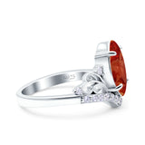 Marquise Art Deco Wedding Engagement Bridal Ring Round Simulated Cubic Zirconia 925 Sterling Silver