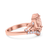 Marquise Art Deco Wedding Engagement Bridal Ring Round Simulated Cubic Zirconia 925 Sterling Silver