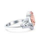 Marquise Art Deco Wedding Engagement Bridal Ring Round Simulated Cubic Zirconia 925 Sterling Silver