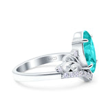 Marquise Art Deco Wedding Engagement Bridal Ring Round Simulated Cubic Zirconia 925 Sterling Silver