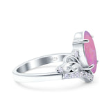 Marquise Art Deco Wedding Engagement Bridal Ring Round Simulated Cubic Zirconia 925 Sterling Silver