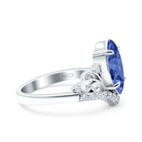 Marquise Art Deco Wedding Engagement Bridal Ring Round Simulated Cubic Zirconia 925 Sterling Silver