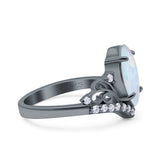 Marquise Art Deco Wedding Engagement Bridal Ring Round Simulated Cubic Zirconia 925 Sterling Silver