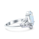 Marquise Art Deco Wedding Engagement Bridal Ring Round Simulated Cubic Zirconia 925 Sterling Silver