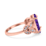 Art Deco Oval Wedding Engagement Ring Round Simulated Cubic Zirconia 925 Sterling Silver