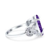 Art Deco Oval Wedding Engagement Ring Round Simulated Cubic Zirconia 925 Sterling Silver