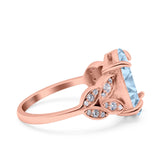 Art Deco Oval Wedding Engagement Ring Round Simulated Cubic Zirconia 925 Sterling Silver