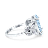 Art Deco Oval Wedding Engagement Ring Round Simulated Cubic Zirconia 925 Sterling Silver