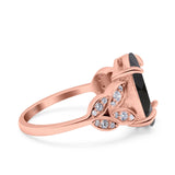 Art Deco Oval Wedding Engagement Ring Round Simulated Cubic Zirconia 925 Sterling Silver