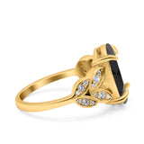 Art Deco Oval Wedding Engagement Ring Round Simulated Cubic Zirconia 925 Sterling Silver