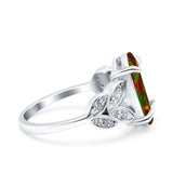 Art Deco Oval Wedding Engagement Ring Round Simulated Cubic Zirconia 925 Sterling Silver