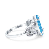 Art Deco Oval Wedding Engagement Ring Round Simulated Cubic Zirconia 925 Sterling Silver